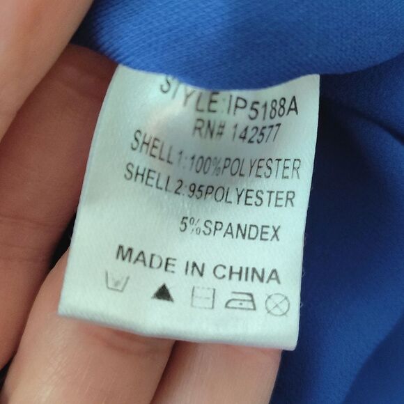 IRIS Blue Strapless High Rise Sheer Wide Leg Jumpsuit Large - Picture 10 of 11